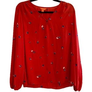 NWT RED FLORAL BLOUSE